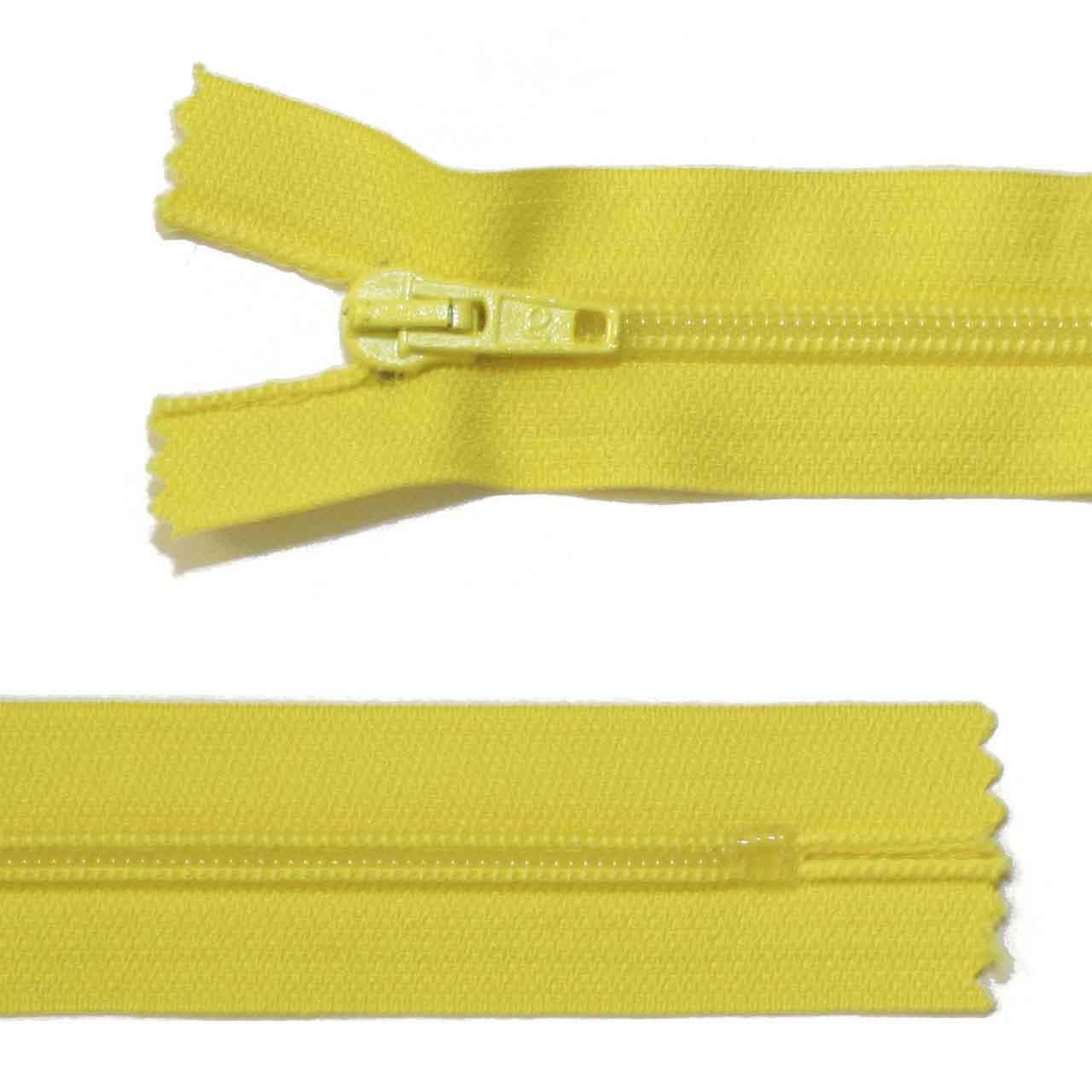 Plastic zip, standard, yellow, 30 cm