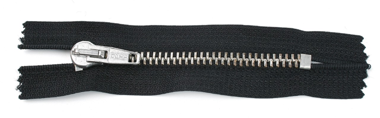 Zipper, metal, standard, black, 8 cm